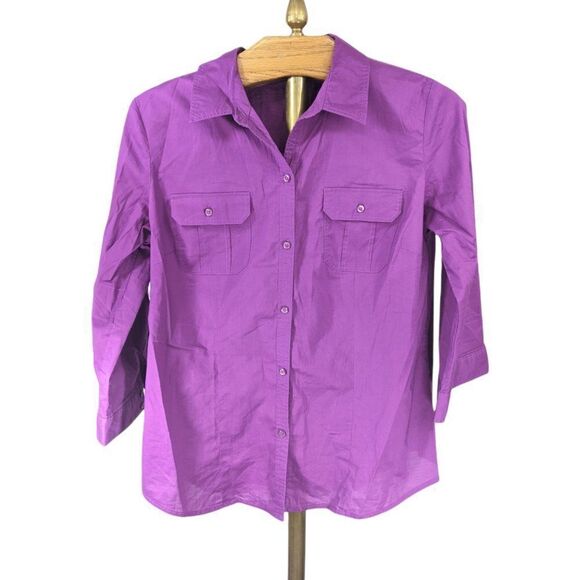 NWT St John's Bay Purple Button Down Shirt - Picture 1 of 10